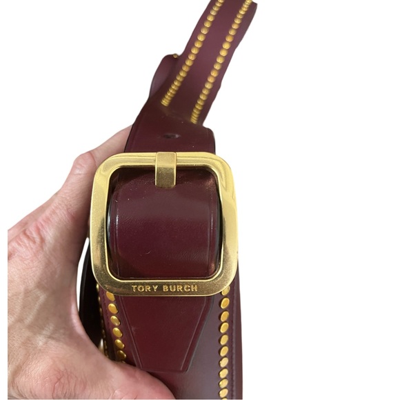 RARE! Tory Burch Port Leather Sawyer Studded Shoulder Bag - Picture 15 of 16